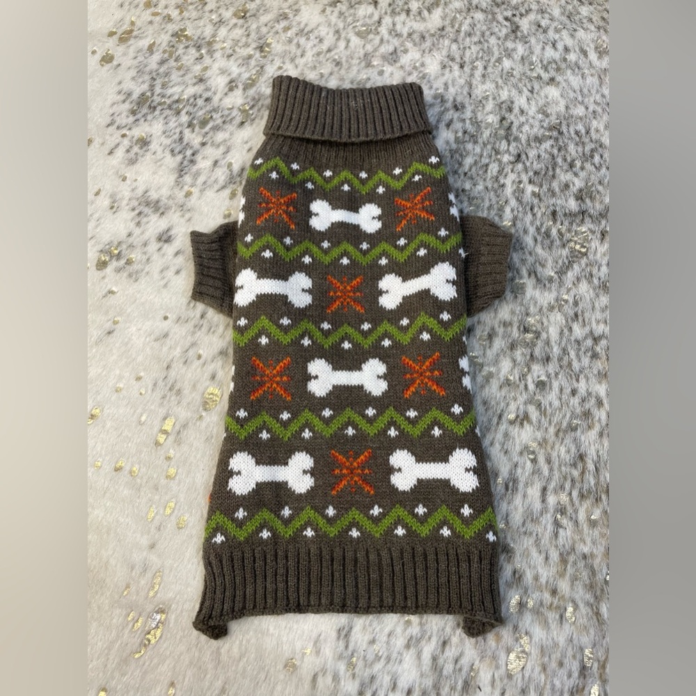 5 for $25🔥Wag-A-Tude Brown Wool Blend Puppy Sweater Medium